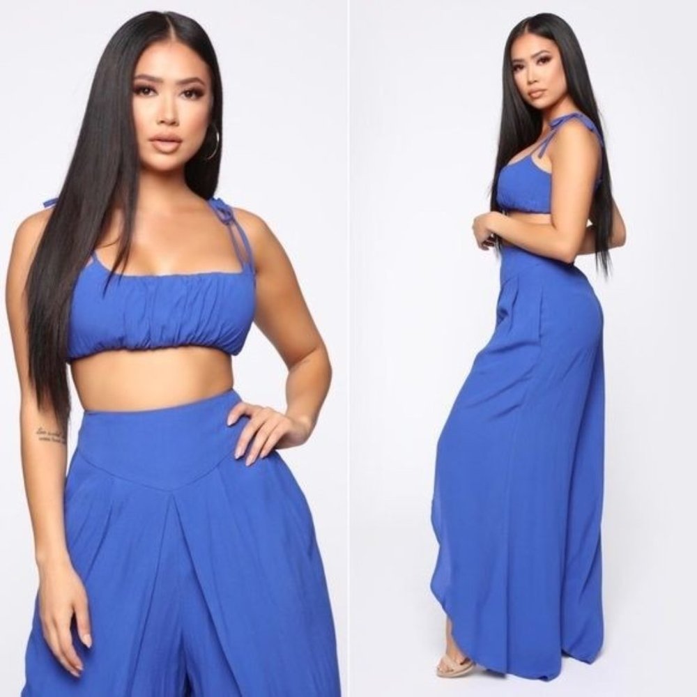 Fashion Nova What A Breeze Split Leg Pant Set Women's Size Extra Small